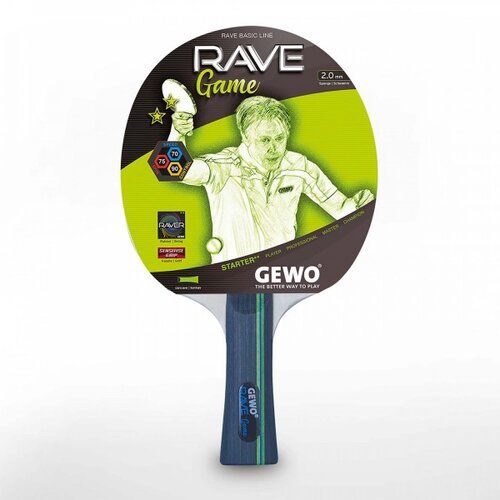 Gewo Reket za stoni tenis Rave Game, Crni Slike