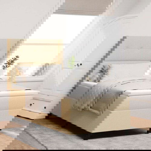 Box Spring Krevet s Madracem Krem 100x200 cm Tkanina Slike