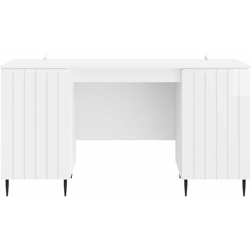  Stol Bijela visokog sjaja 142,5 x 50 x 75 cm Konstruirano drvo Slike