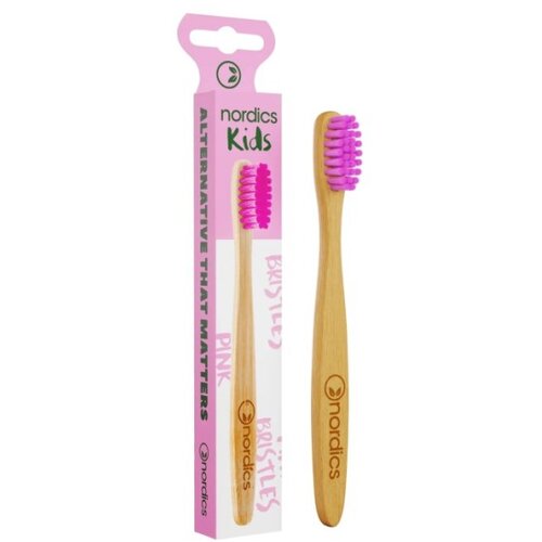 NORDICS četkica za Zube za Decu od Bambusa Soft Medium - Roze | Kozmo Slike