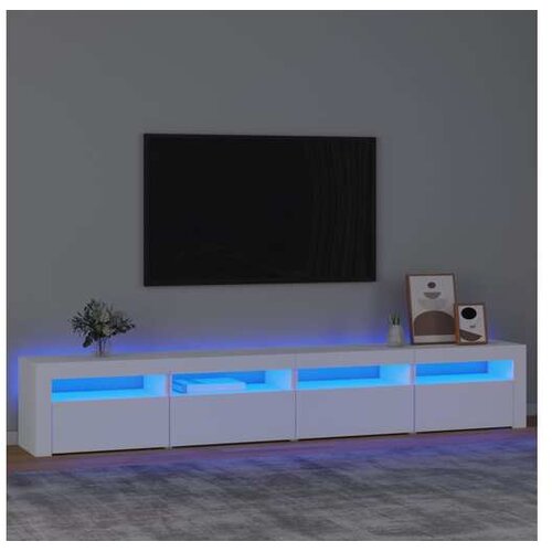  TV omarica z LED lučkami bela 240x35x40 cm Cene