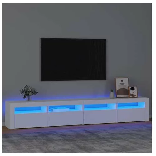  TV omarica z LED lučkami bela 240x35x40 cm
