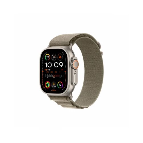 Apple watch Ultra2 cellular, 49mm titanium case with olive alpine loop - small Slike