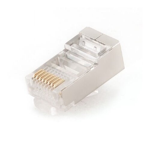 Konektor 8P8C, modular shielded 30u&amp;quot; gold plated, GEMBIRD PLUG5SP/100, 100 kom Slike