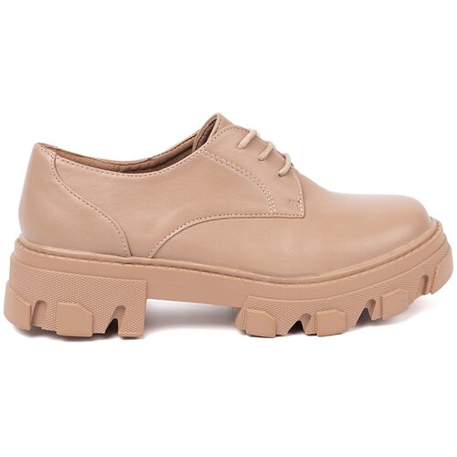 Shelvt Beige lace-up platform shoes Cene