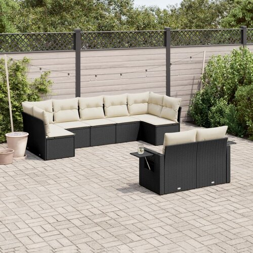  9-dijelni set vrtnih sofa s jastucima crni od poliratana Cijene