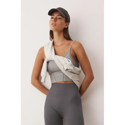 TRENDYOLMILLA Ženski top Thmaw26Ss00001, Sivi Slike
