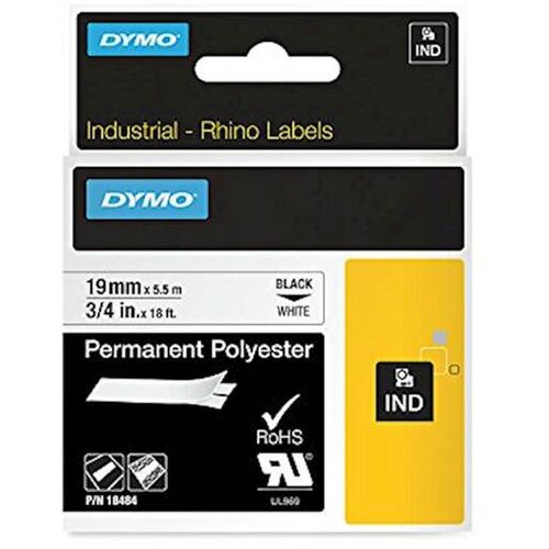 Dymo Rhino ind trak 19 mm, črna na beli, trajni poliester 18484 Cene