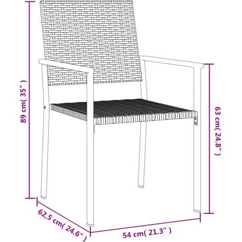  Vrtne stolice 2 kom crne 54 x 62,5 x 89 cm od poliratana Slike