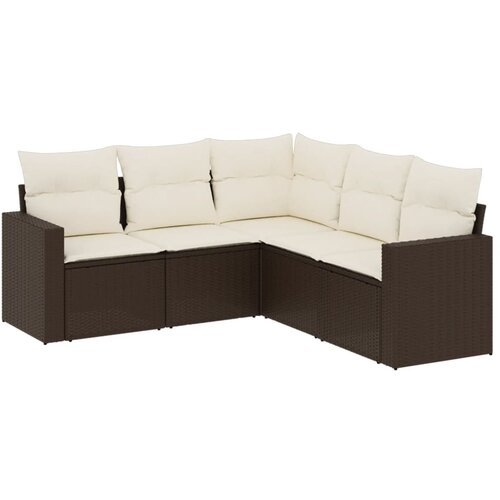 Maison Chic Seti vrtnega pohištva - Vrtna garnitura - Vrtni pohištvo set 5-delna z blazinami rjav poli ratan, (21820096) Cene