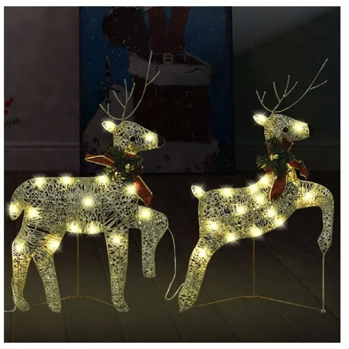 Božični severni jeleni 2 kosa zlati 40 LED akril