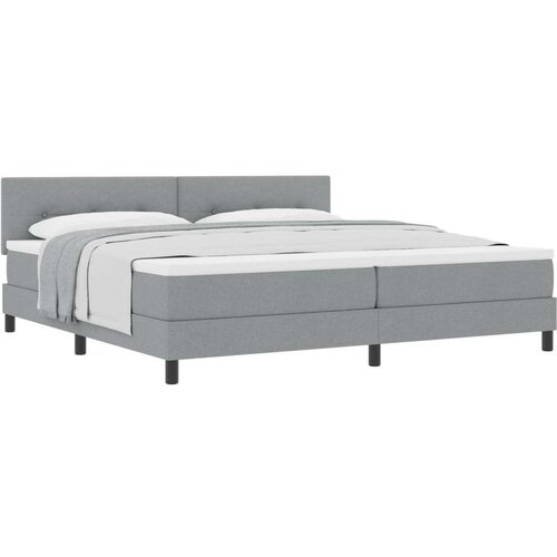 vidaXL postelja z osnovo z vzmetnico svetlo siva 200x200 cm tkanina Cene