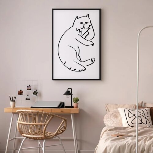  Slika - Cat Relaxing (1 Part) Vertical 40x60 U crnom drvenom okviru Slike