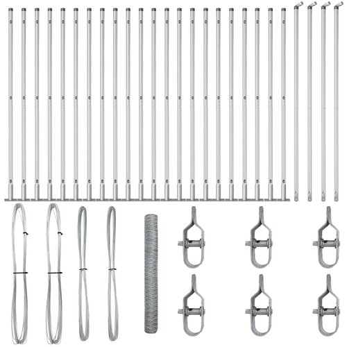 vidaXL Hexagonalna ograda 1.2x50 m Pocinčani čelik, Ogradni stupovi s podnim pločama 13 kom Ø32mm 68.5cm Pocinčani čelik Cijene
