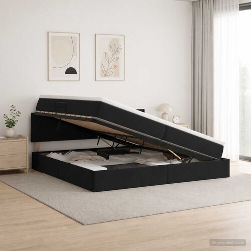  Krevet s od storage s uzglavljem Crna 200 x 200 cm Bar&scaron;un Cijene