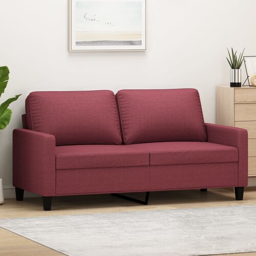 VidaXL Kavč dvosed vinsko rdeč 140 cm blago Slike