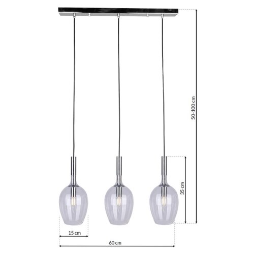  Luster na sajli TANGO 3xE14/40W/230V proziran Slike