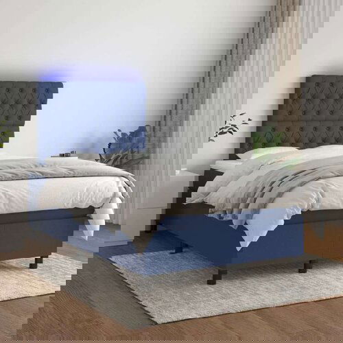  Box spring postelja z vzmetnico LED modra 120x200 cm blago, (20791494) Slike