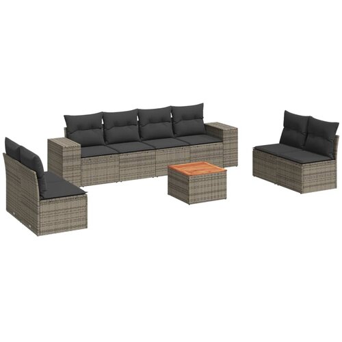 Maison Chic Seti vrtnega pohištva - Vrtna garnitura - Vrtni pohištvo set 9-delna z blazinami siv poli ratan, (21806290) Cene