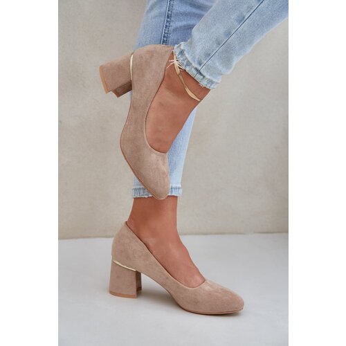 PS1 Suede Heels On A Block Dark Beige Zelfitis Slike