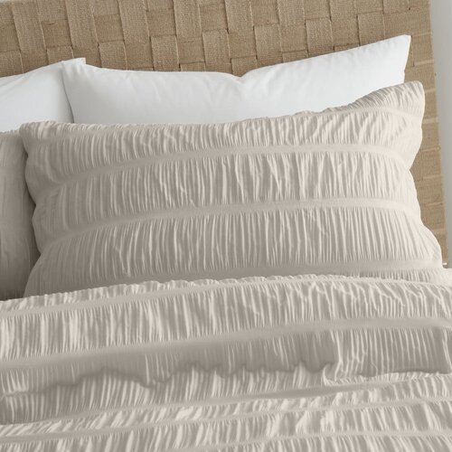 Catherine Lansfield Bež posteljina za bračni krevet/za produženi krevet od krepa 230x220 cm Seersucker &amp;ndash; Slike