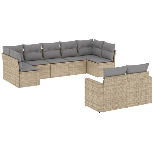  9-dijelni set vrtnih sofa s jastucima bež od poliratana 66 x 62 x 69 cm Slike