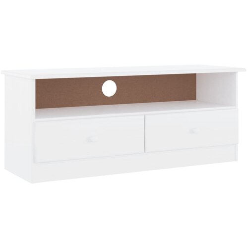 Maison Chic TV omarica - TV stojalo - Televizijska omarica s predali ALTA bela 100x35x41 cm trdna borovina, (21698726) Slike
