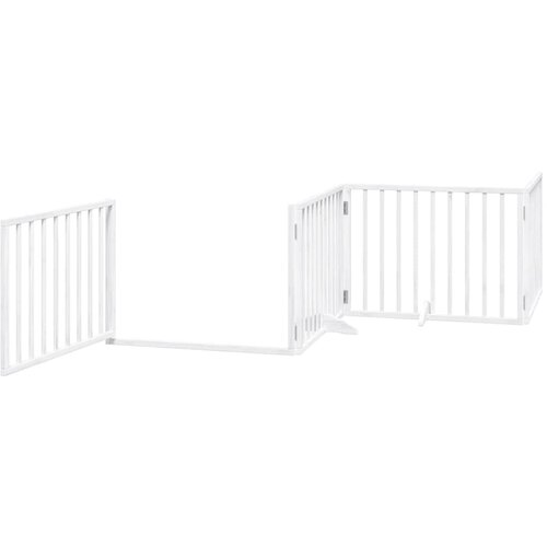  Vrata za pse s vrata&amp;scaron;cima 4 panela sklopiva 320 cm drvo topole Bijela 80 x 60 x 2 cm Slike