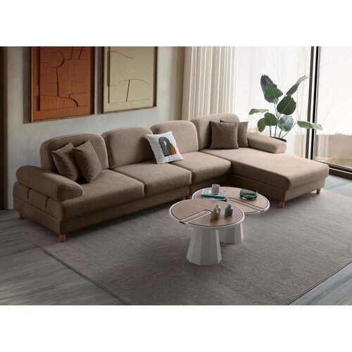 Atelier Del Sofa Aries Relax Joker Right ugaona garnitura na razvlačenje 180 × 356 cm, braon Cene