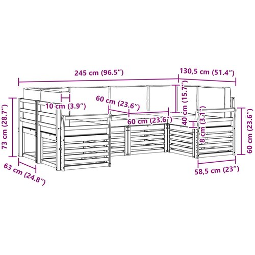  Set vanjskih sofa 6 kom. Bijela i svjetlosiva Poliester Smeđa 245 x 130,5 x 73 cm Slike