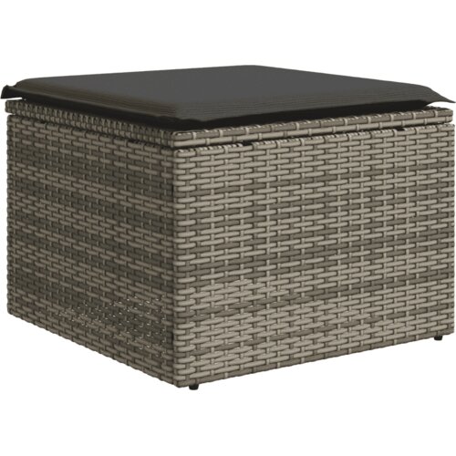  10-dijelni set vrtnih sofa od poliratana s jastucima sivi Siva 55 x 55 x 37 cm Slike