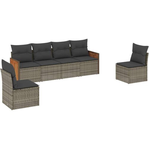 VidaXL 6-dijelni set vrtnih sofa od poliratana s jastucima sivi Slike