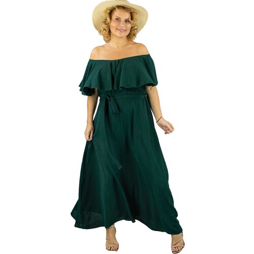 Pri Airy maxi dress with ruffles and waist tie STELLA Cene