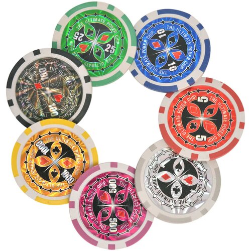  Set za Poker i Blackjack s 600 Laserskih Žetona Aluminijum Slike