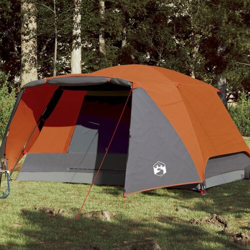 vidaXL Šator za 6 osoba sivo-narančasti 412 x 370 x 190 cm taft 190T Cijene