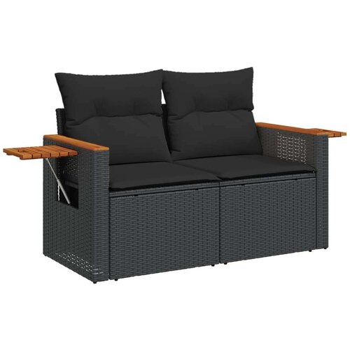 10-dijelni set vrtnih sofa s jastucima crni od poliratana Slike
