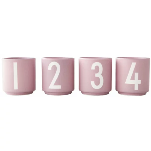 Design Letters Komplet 4 roza porcelanastih skodelic Design Letters Mini