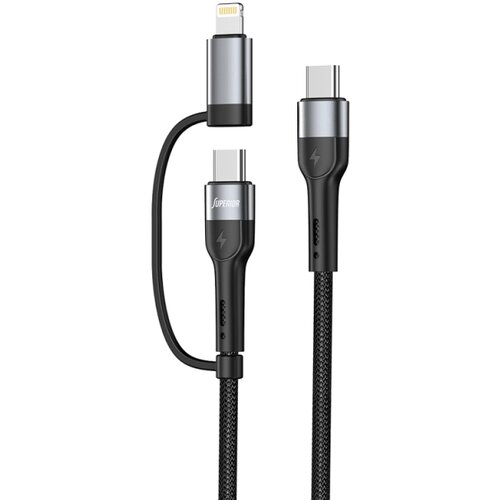  KABL USB SUPERIOR SU-K106 2u1 USB-C NA USB-C/LIGHTNING 1M CRNI 60W U2102 *MD *SR Cene