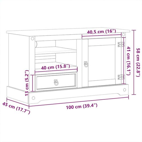 VidaXL TV ormarić Corona 100 x 45 x 58 cm od masivne borovine Slike
