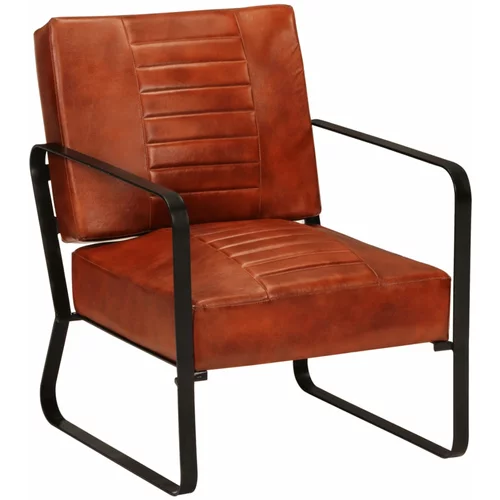 vidaXL Fotelja smeđa 58 5 x 64 x 76 cm od prave kože
