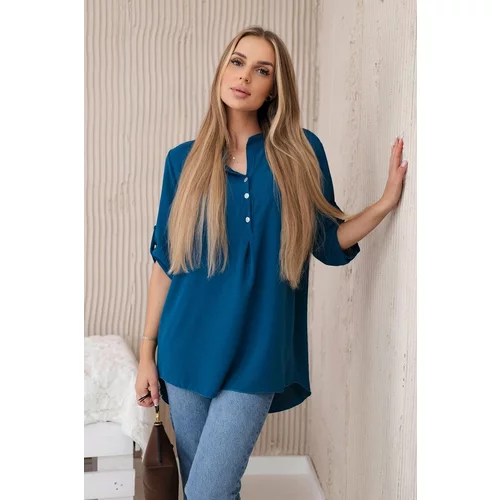 Kesi Women's blouse with a longer back - sea blue