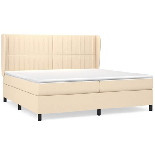  Krevet s oprugama i madracem krem 200 x 200 cm od tkanine Slike