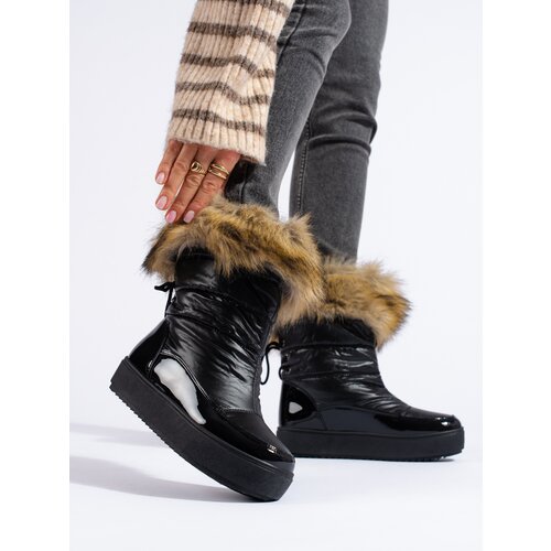SHELOVET Women&amp;#039;s black snow boots with fur Slike