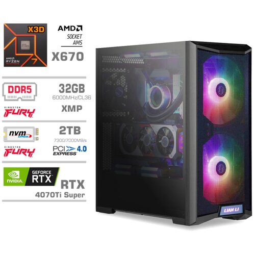 MEGA Računalnik TWR S10 R7-7800X3D/RTX4070Ti Super/32GB-DDR5/2TB-4.0/1000W/Brez OS/črna RGB, (21010132) Cene