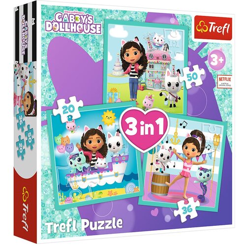Trefl puzzle Gabby&amp;#039;s Dollhouse, 3u1 (20,36,50 Slike