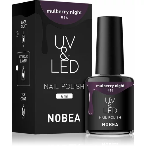 NOBEA UV & LED Nail Polish gel lak za nohte z uporabo UV/LED lučke sijajen odtenek Mulberry night #14 6 ml