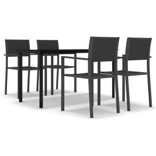  5-dijelni vrtni blagovaonski set crni Crna Dužina stola 140 cm Slike