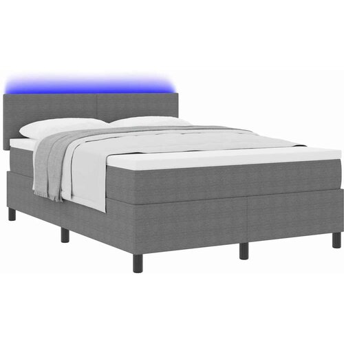  LED Box Spring Krevet Svijetlo siva i bijela. 160 x 200 cm Slike