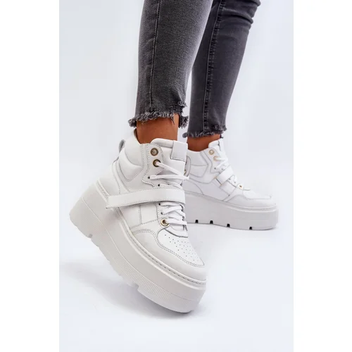 Zazoo White Women's Leather Sneakers 3450