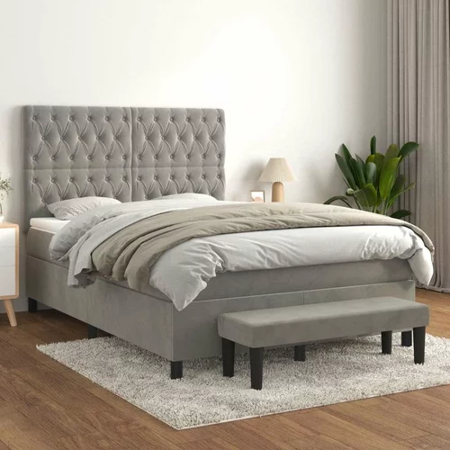  Box spring postelja z vzmetnico svetlo siv 140x190 cm žamet, (20899133)